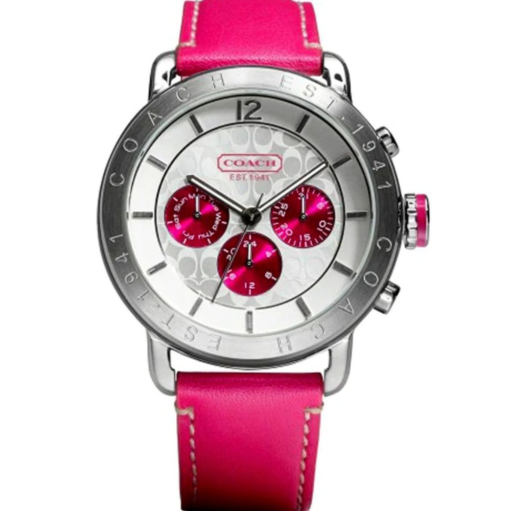 Coach Watch Legacy Pink Leather Chronograph Round Dial Ladies Watch